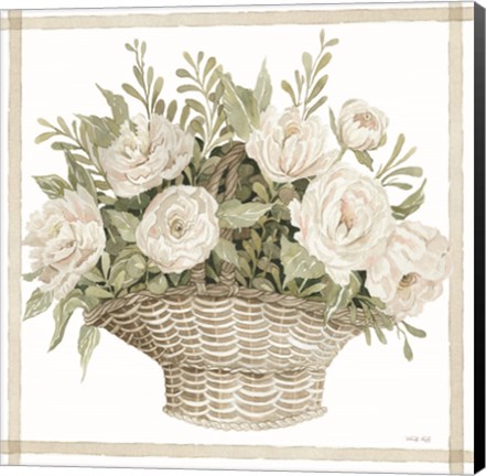 Framed Basket of Peonies Print