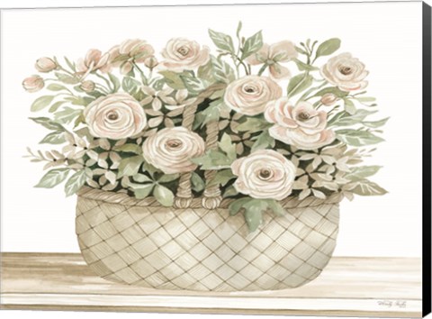 Framed Basket of Ranunculus Print