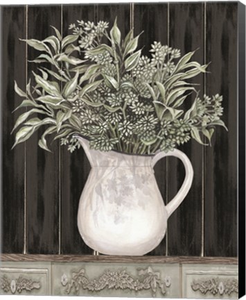 Framed Sage Greenery in a Pitcher Print