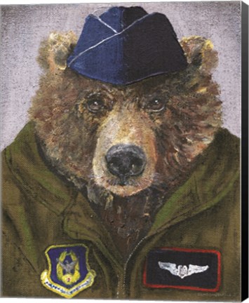 Framed Pilot Bear 2 Print