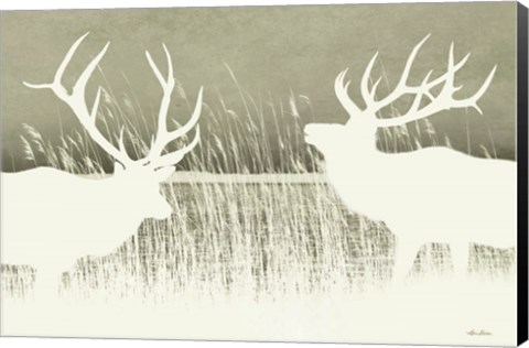 Framed Elk Silhouettes Print