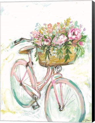 Framed Bicycle with Flower Basket Print