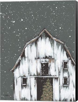 Framed Winter Night Barn Print