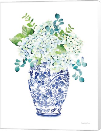 Framed Chinoiserie Hydrangea II Print