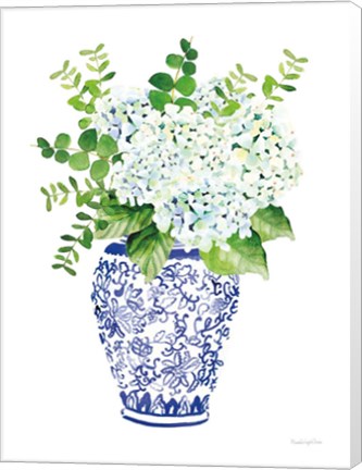 Framed Chinoiserie Hydrangea I Print