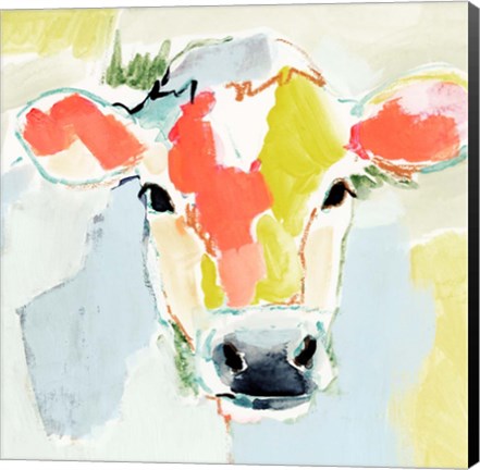 Framed Pastel Cow I Print