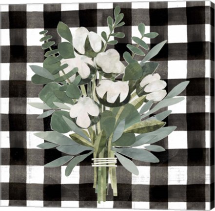 Framed Buffalo Check Cut Paper Bouquet II Print