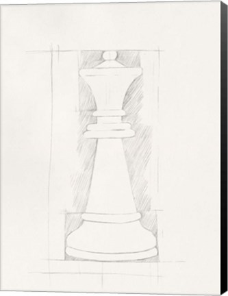 Framed Chess Set Sketch I Print