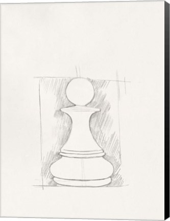 Framed Chess Set Sketch V Print