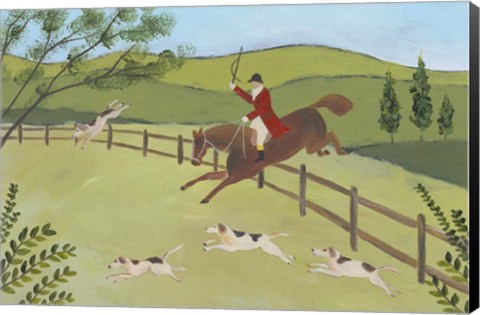 Framed Folk Art Fox Hunt II Print