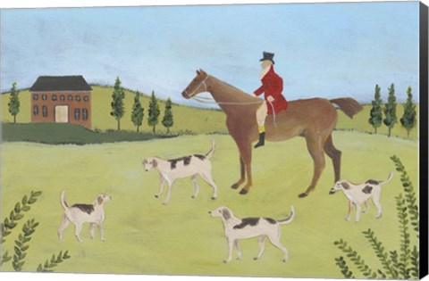 Framed Folk Art Fox Hunt IV Print