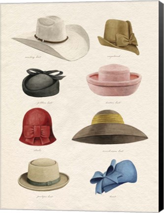 Framed Vintage Hats I Print