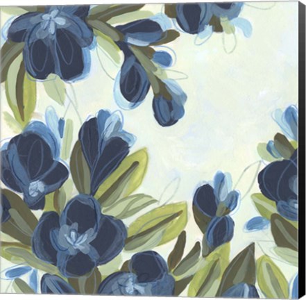 Framed Lush Indigo Blooms I Print