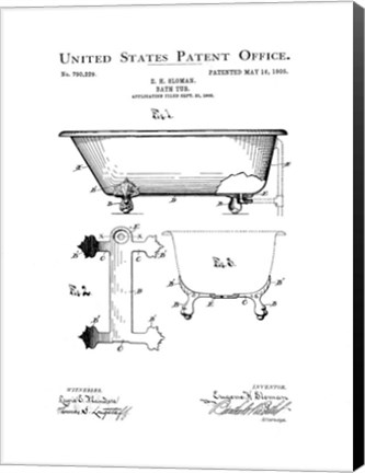 Framed Bath Time Patents I Print