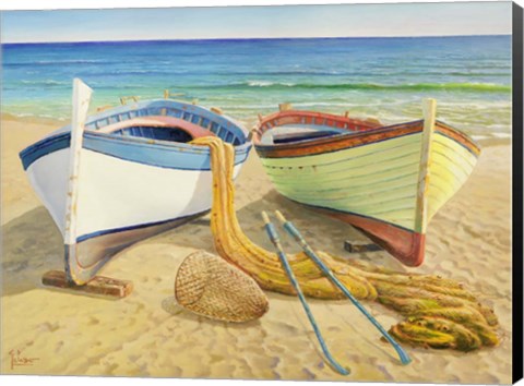 Framed Barche Sulla Spiaggia Print