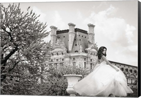 Framed Young Woman at the Chateau de Chambord (BW) Print