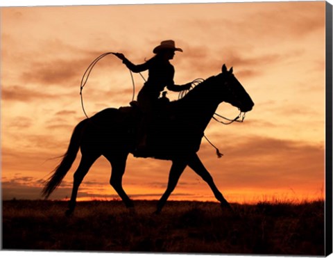 Framed Cowgirl Silhouette Print