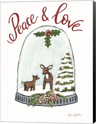 Framed Peace and Love Deer Print