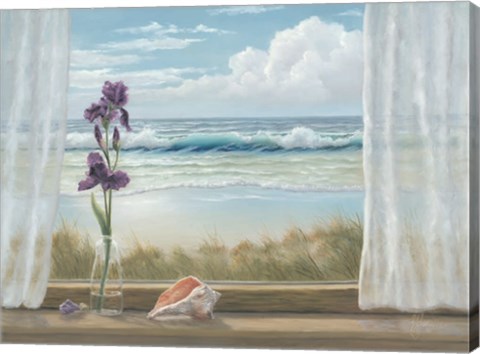 Framed Irises on Windowsill Print