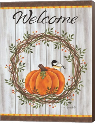 Framed Pumpkin Welcome Wreath Print