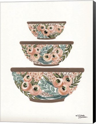 Framed Floral Mixing Bowls Print