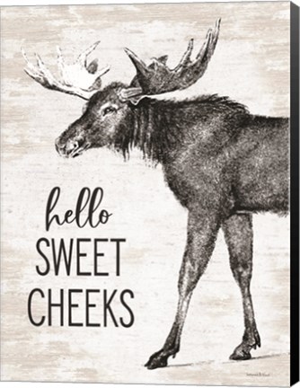 Framed Hello Sweet Cheeks Moose Print