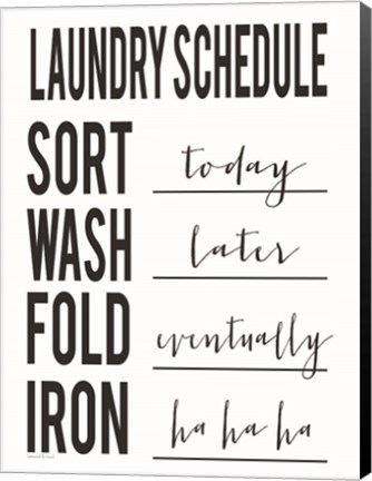 Framed Laundry Schedule Print