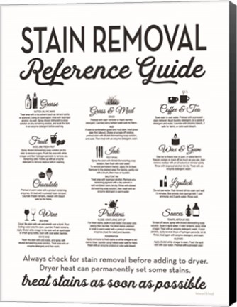 Framed Stain Removal Reference Guide Print