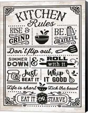 Framed Kitchen Rules Print