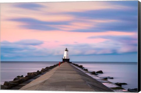 Framed Ludington North Breakwater Light Sunrise Print