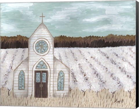 Framed Farm Sketch Church landscape Print