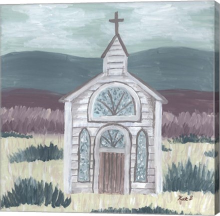 Framed Farm Sketch Church Meadow Print