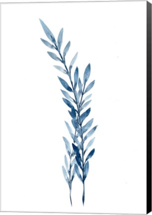 Framed Farmhouse Leaves blue I Print