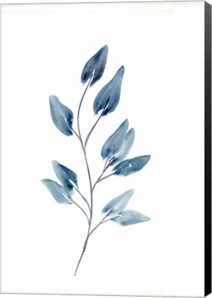 Framed Farmhouse Leaves blue II Print