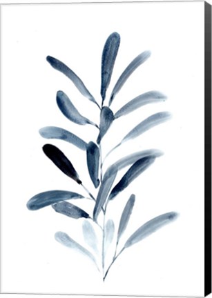 Framed Farmhouse Leaves blue III Print