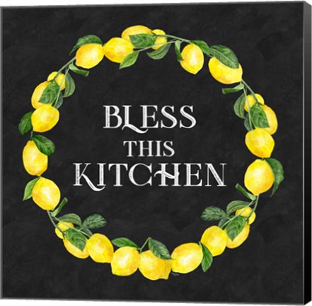 Framed Live with Zest wreath sentiment I-Bless this Kitchen Print