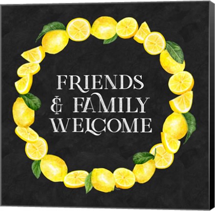 Framed Live with Zest wreath sentiment III-Friends &amp; Family Print