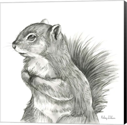 Framed Watercolor Pencil Forest IV-Squirrel Print