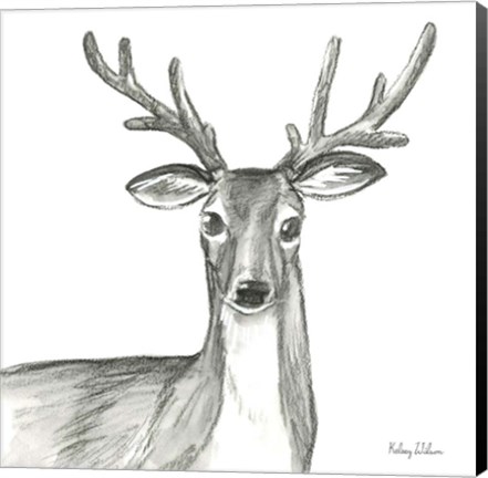 Framed Watercolor Pencil Forest VIII-Deer Print