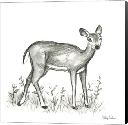 Framed Watercolor Pencil Forest XII-Fawn 2 Print