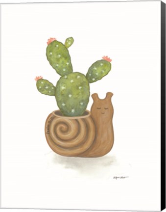 Framed Snail Planter Cactus Print