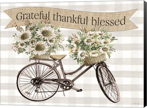 Framed Grateful, Thankful, Blessed Bicycle Print