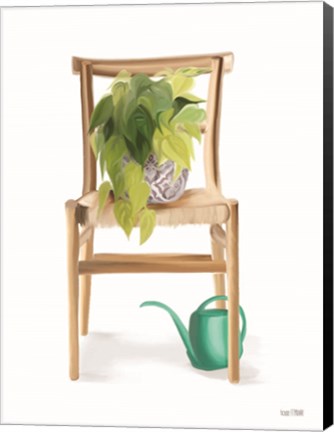 Framed Plant Lover Wicker Chair Print