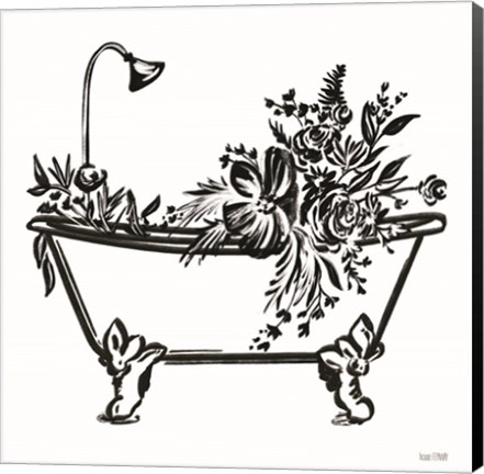 Framed Vintage Floral Tub I Print