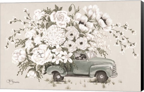 Framed White Floral Truck Print