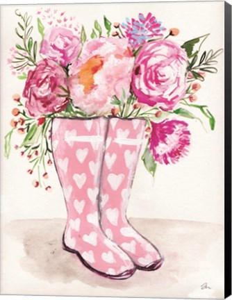 Framed Rain Boot Flowers Print