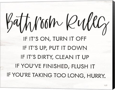 Framed Bathroom Rules Print