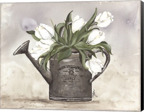 Framed Watering Can Tulips Print
