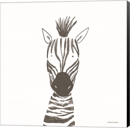 Framed Zebra Line Drawing Print