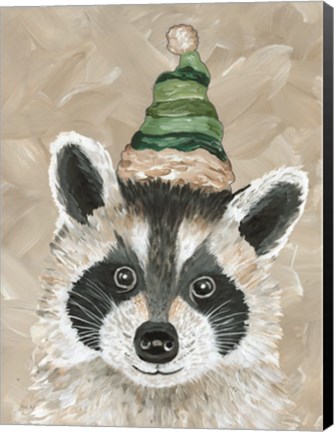 Framed Christmas Raccoon Print